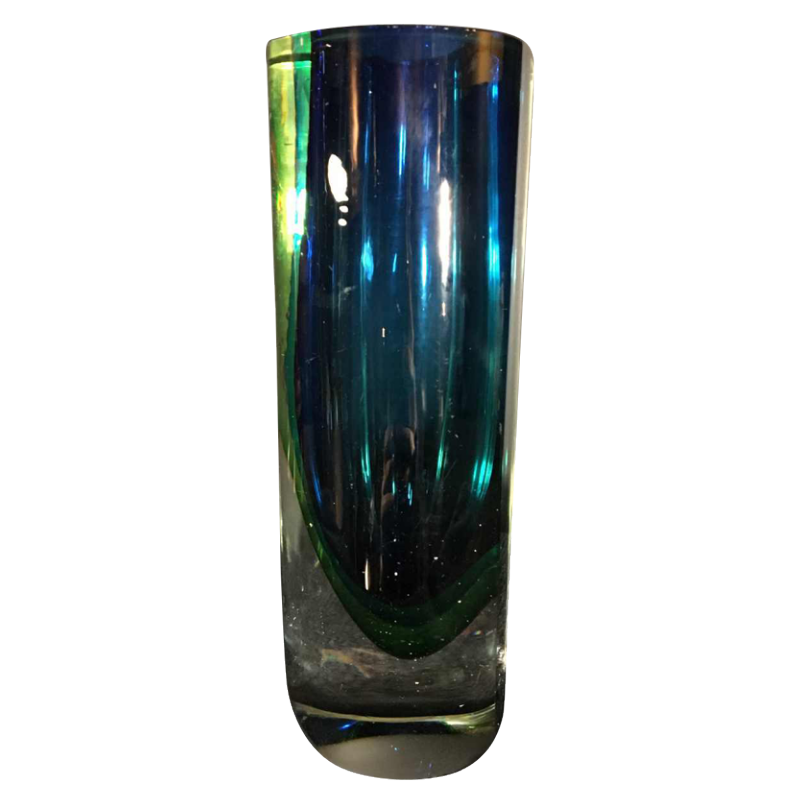 FLAVIO POLI pour Murano, Vase verre SOMMERSO multicouche, bleu vert, ca 1960
