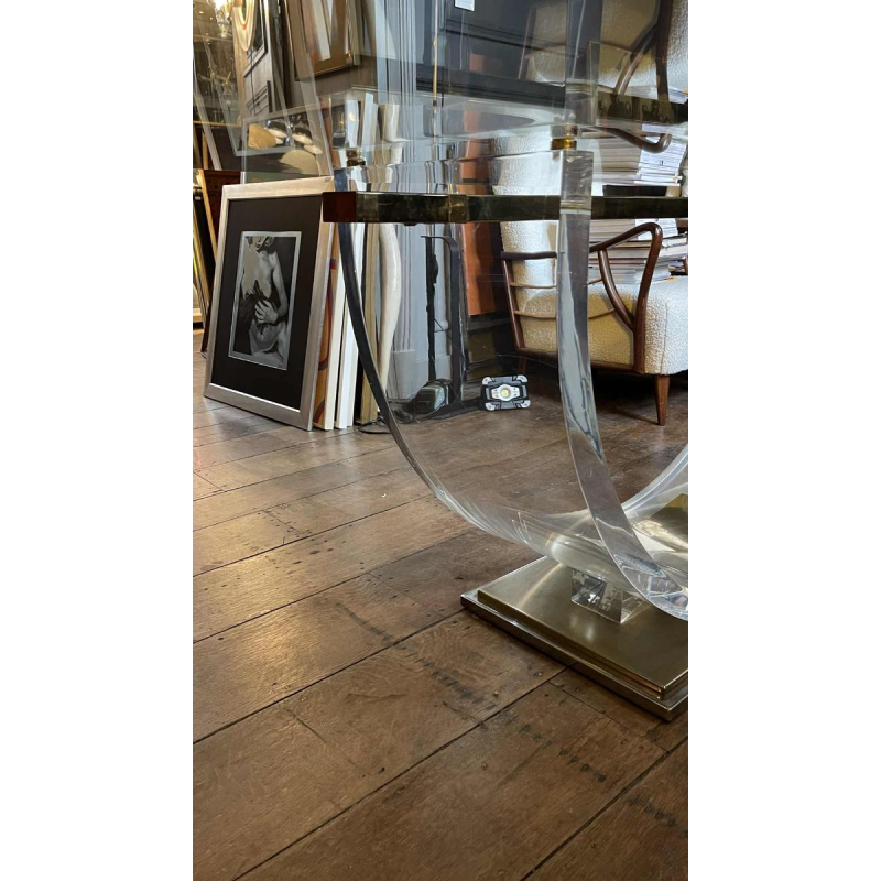 CHARLES HOLLIS JONES, Lucite & Brass Hollywood Dining Table, 1970s