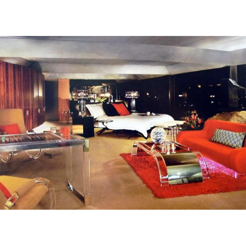 CHARLES HOLLIS JONES, Eettafel, Plexiglas & Messing Hollywood Regency, 1970s