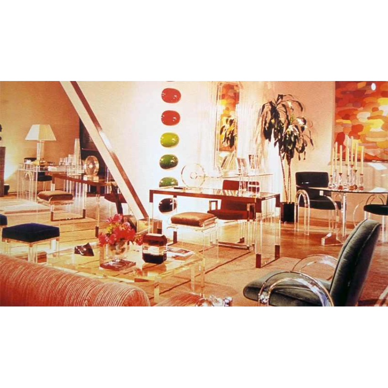 CHARLES HOLLIS JONES, Eettafel, Plexiglas & Messing Hollywood Regency, 1970s