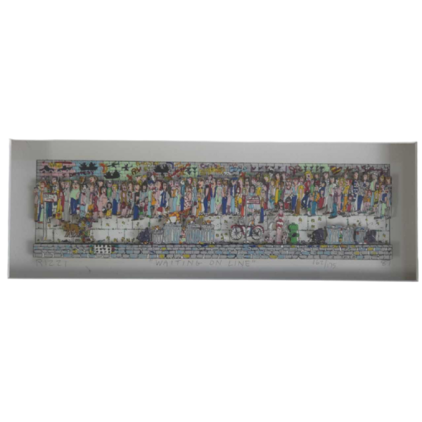 James Rizzi, sérigraphie en 3D “Waiting in line“ 162/175, 1987
