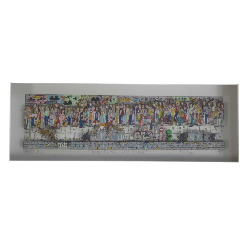 James Rizzi, 3D zeefdruk “Wachten in de rij” 162/175, 1987