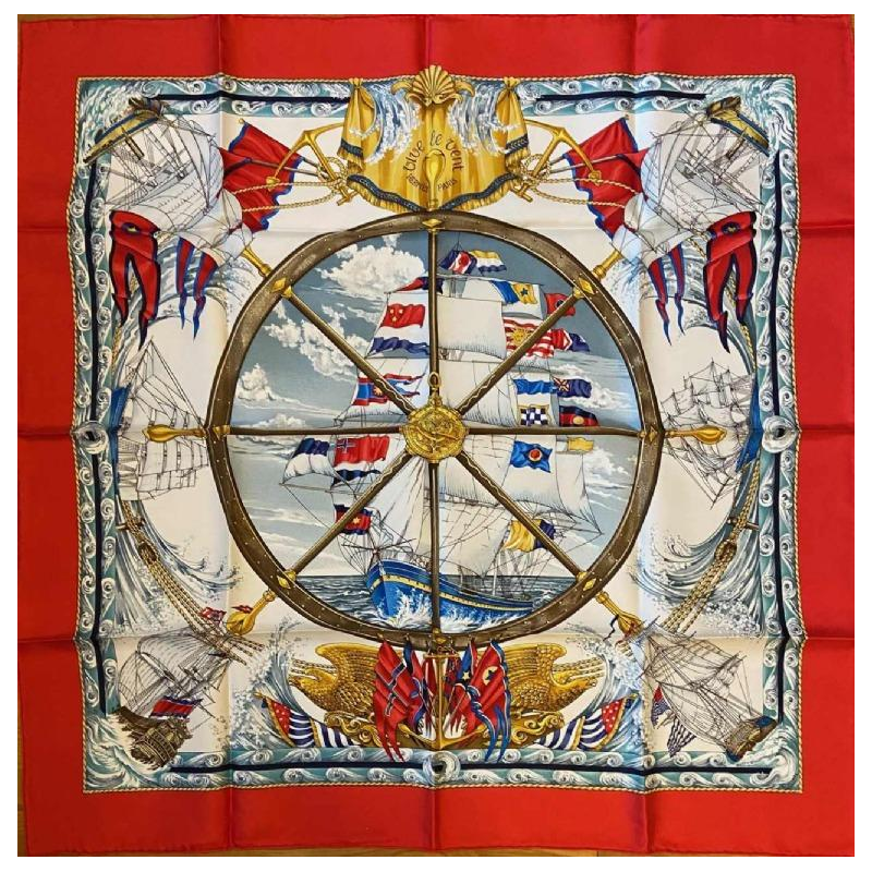 HERMES-Carré -Foulard en Soie -"VIVE LE VENT" dessiné par Laurence Bourthoumieux