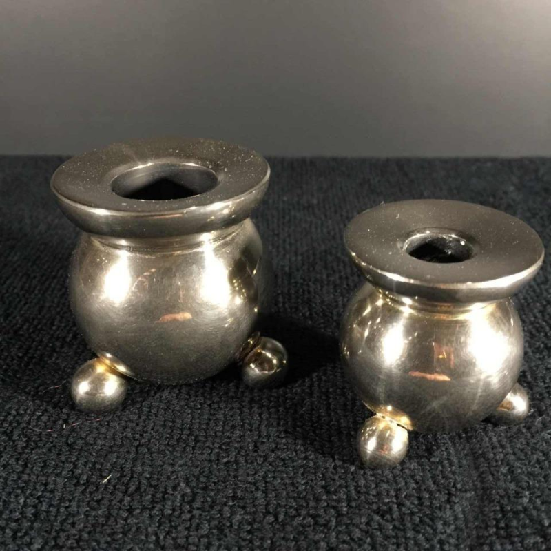 Hugo Asmussen, set of 2 candlesticks (Denmark), alpaca (bronze), circa 1960