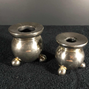 Hugo Asmussen, set of 2 candlesticks (Denmark), alpaca (bronze), circa 1960