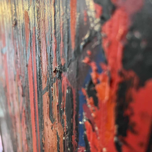 Serge Detriaux “Stadskaart” abstract schilderij olieverf op paneel, ca. 1988