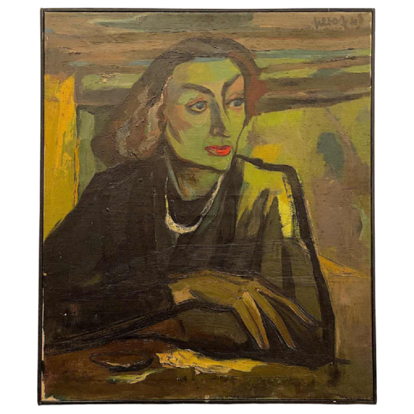 LUC PEROT 'Colette' portait de femme Fauviste, tableau huile sur toile 1947