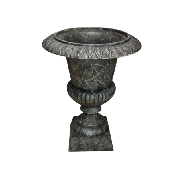 Pair of garden basins in patinated cast iron, second half 20th century