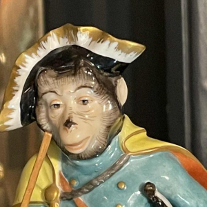 " Singerie " Porcelaine VOLKSTEDT, Groupe de 7 Singes Orchestre Musiciens, 1950s