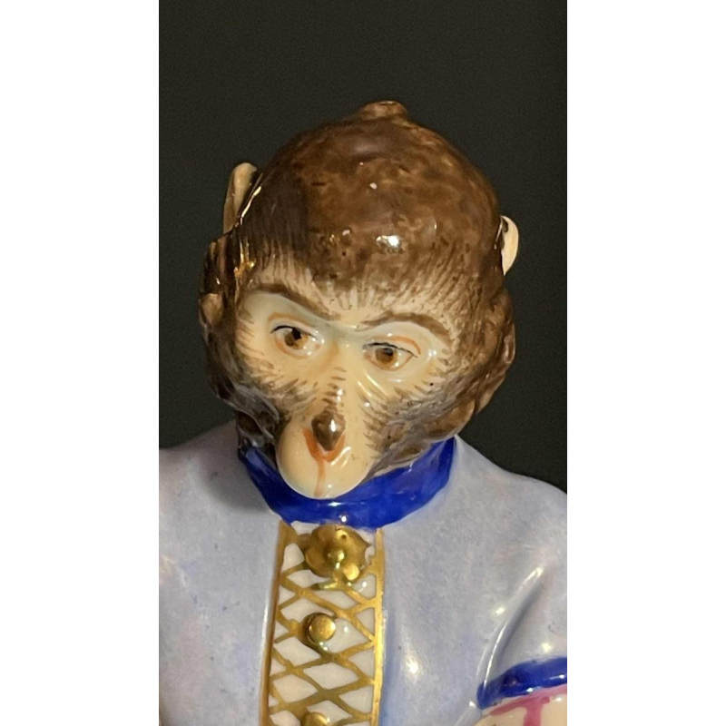 " Singerie " Porcelaine VOLKSTEDT, Groupe de 7 Singes Orchestre Musiciens, 1950s