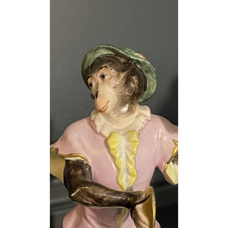 " Singerie " Porselein VOLKSTEDT, Groep van 7 Apen Orkestmuzikanten Band, 1950's