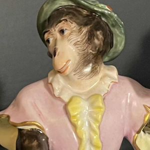 " Singerie " Porcelaine VOLKSTEDT, Groupe de 7 Singes Orchestre Musiciens, 1950s