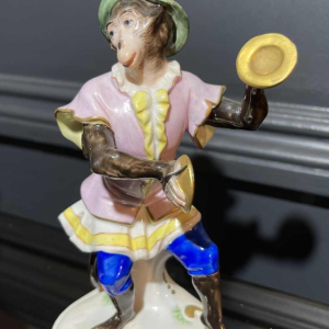 " Singerie " Porselein VOLKSTEDT, Groep van 7 Apen Orkestmuzikanten Band, 1950's