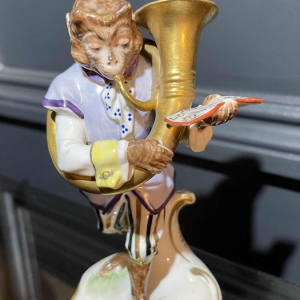 " Singerie " Porselein VOLKSTEDT, Groep van 7 Apen Orkestmuzikanten Band, 1950's