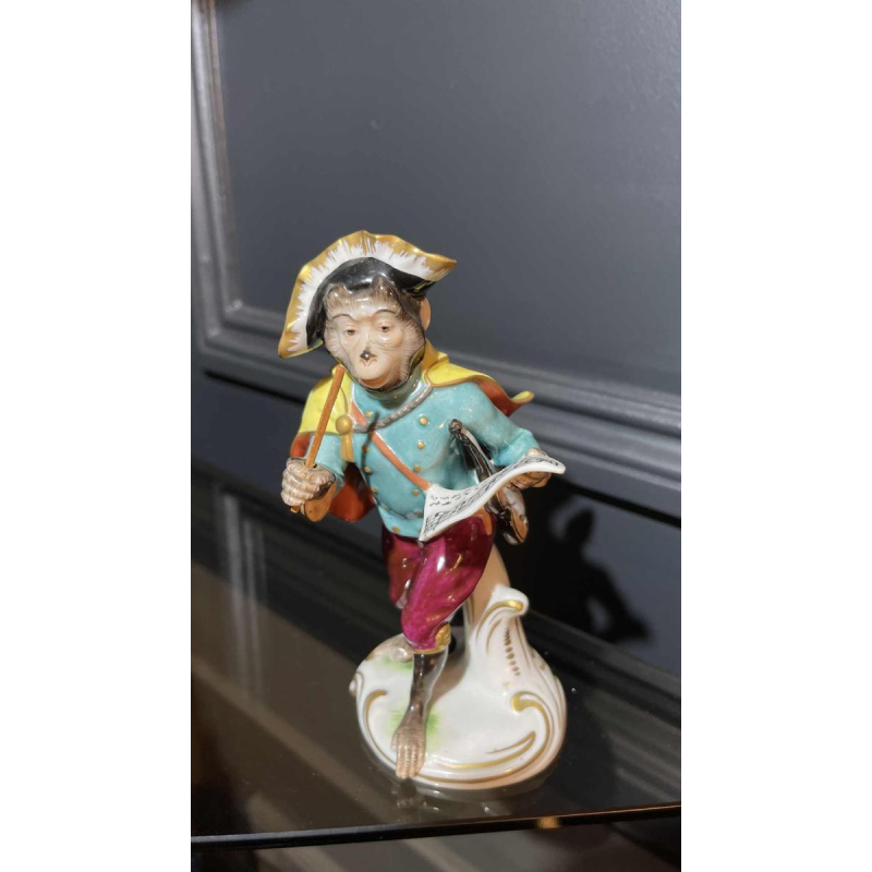 " Singerie " Porselein VOLKSTEDT, Groep van 7 Apen Orkestmuzikanten Band, 1950's