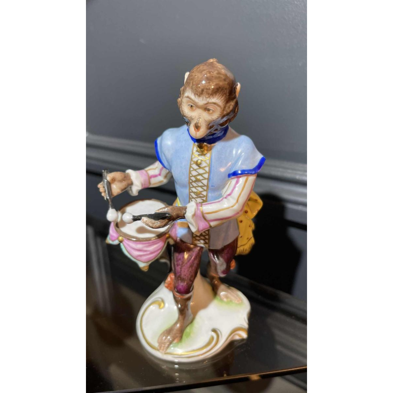 " Singerie " Porselein VOLKSTEDT, Groep van 7 Apen Orkestmuzikanten Band, 1950's