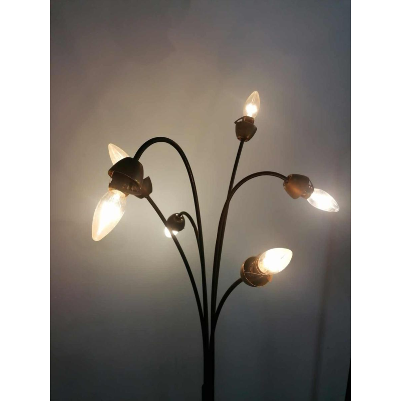 Vintage floor lamp, Mathieu Mategot style, steel, rope and opaline, ca 1950