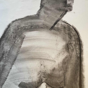 GEORGES (Géo) DE VLAMYNCK Nu de Femme Abstrait C painting / mixed media, charcoal ink chalk on wet paper