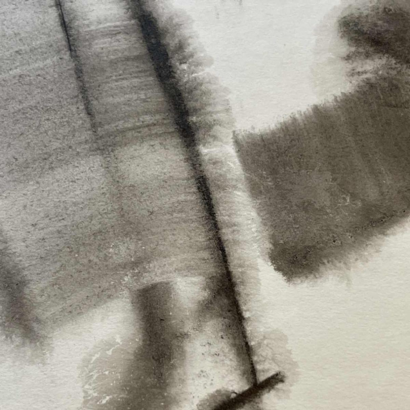 GEORGES (Ge´o) DE VLAMYNCK 'Nu de Femme Abstrait C' tableau / technique mixte, fusain encre craie sur papier mouille´