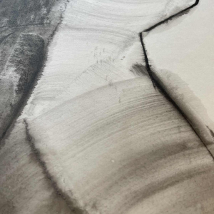 GEORGES (Ge´o) DE VLAMYNCK 'Nu de Femme Abstrait C' tableau / technique mixte, fusain encre craie sur papier mouille´