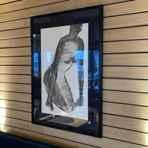 GEORGES (Ge´o) DE VLAMYNCK 'Nu de Femme Abstrait C' tableau / technique mixte, fusain encre craie sur papier mouille´