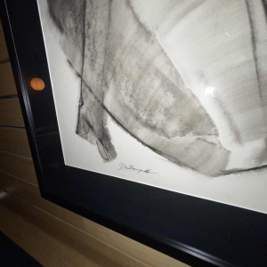 GEORGES (Ge´o) DE VLAMYNCK 'Nu de Femme Abstrait C' tableau / technique mixte, fusain encre craie sur papier mouille´