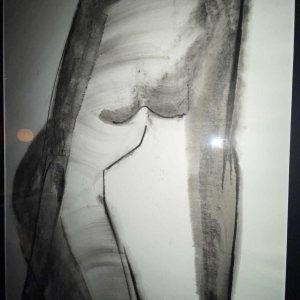 GEORGES (Ge´o) DE VLAMYNCK 'Nu de Femme Abstrait C' tableau / technique mixte, fusain encre craie sur papier mouille´