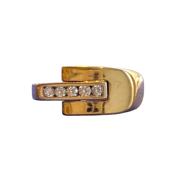 Bague moderniste, or & diamants taille brillant, ca 1980