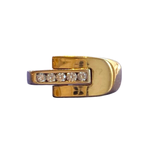 Modernist two-gold & diamond ring, ca 1980