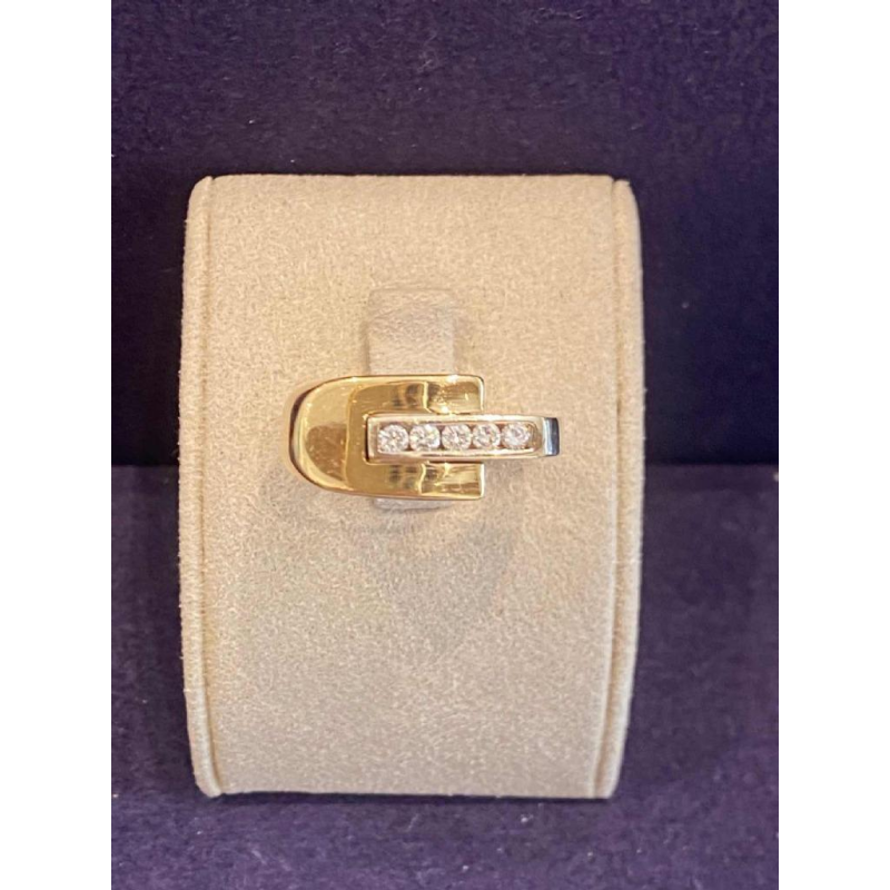 Modernist two-gold & diamond ring, ca 1980