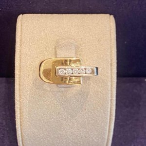 Modernist two-gold & diamond ring, ca 1980