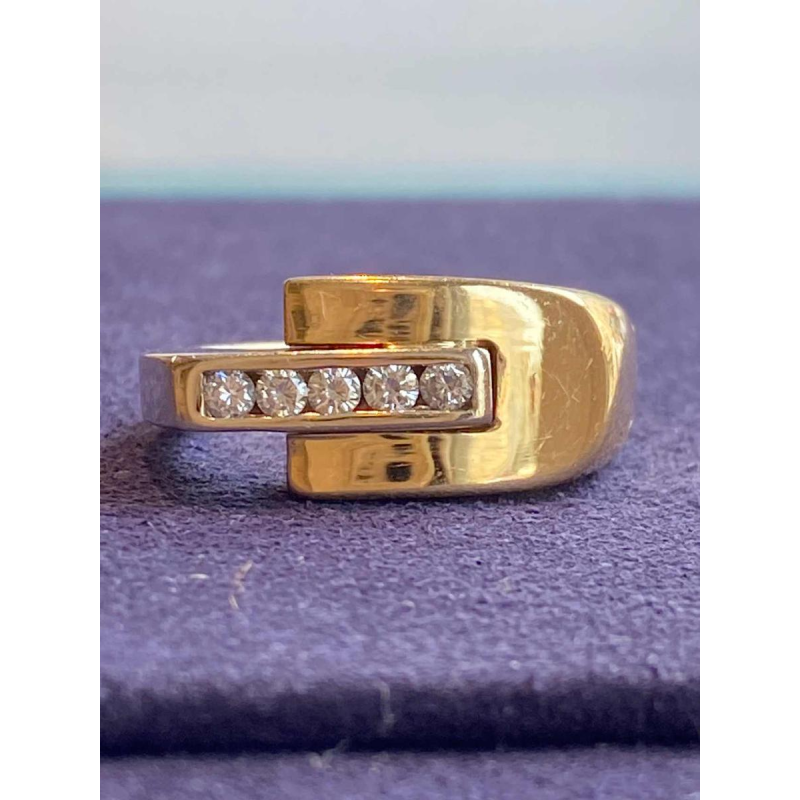 Modernist two-gold & diamond ring, ca 1980