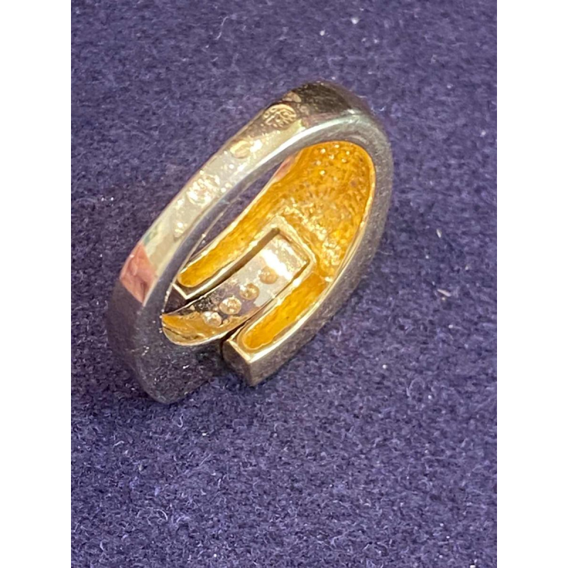 Bague moderniste, or & diamants taille brillant, ca 1980