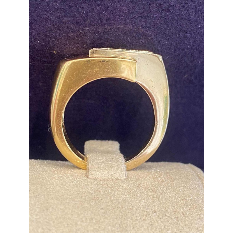 Bague moderniste, or & diamants taille brillant, ca 1980