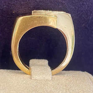 Modernistische twee gouden & diamanten ring, ca 1980
