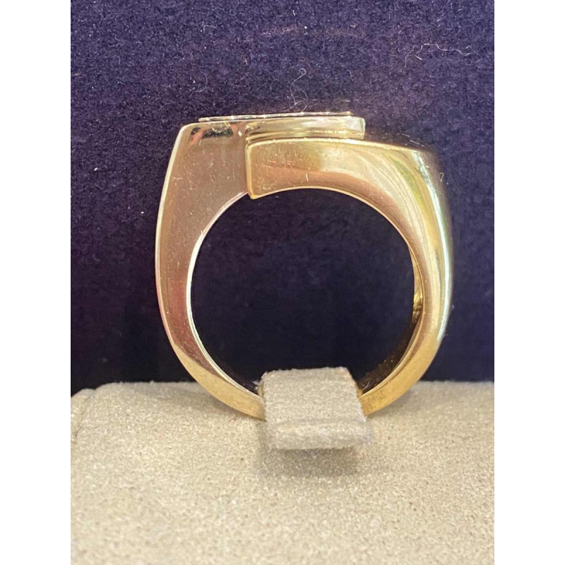 Modernistische twee gouden & diamanten ring, ca 1980