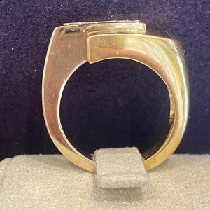 Modernist two-gold & diamond ring, ca 1980