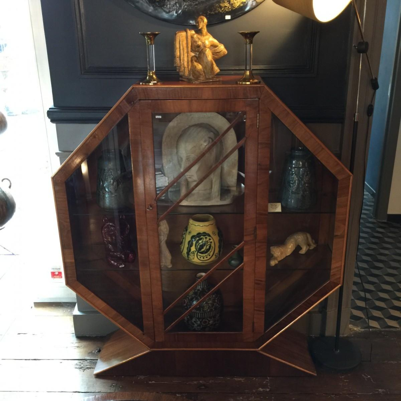 Art Deco Exotische Burl Walnut Vitrine
