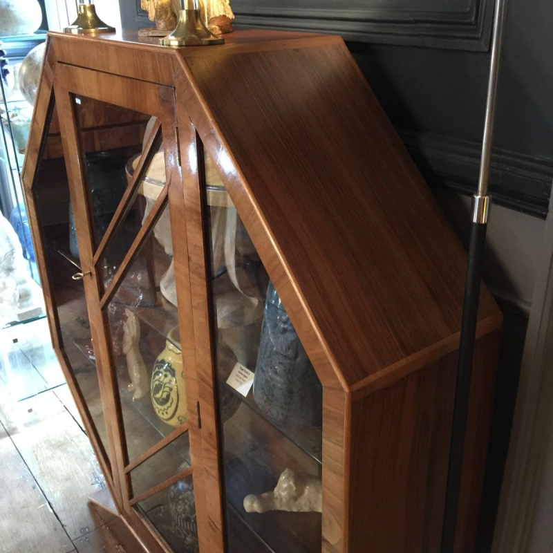 Art Deco Exotic Burl Walnut Showcase