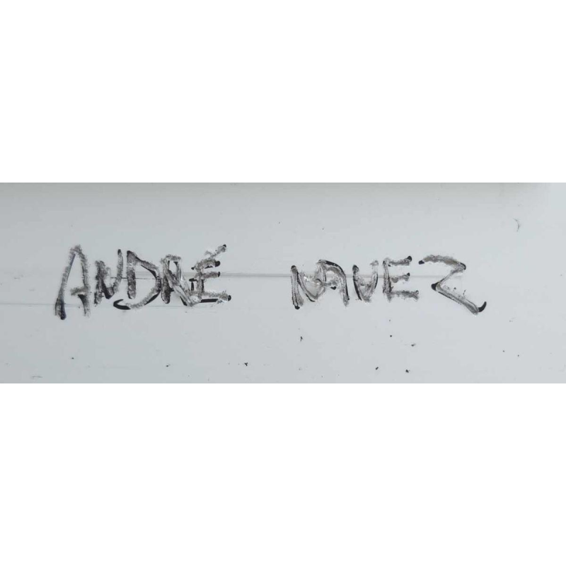 André Navez, tableau abstrait, ciment sur acier, 2023