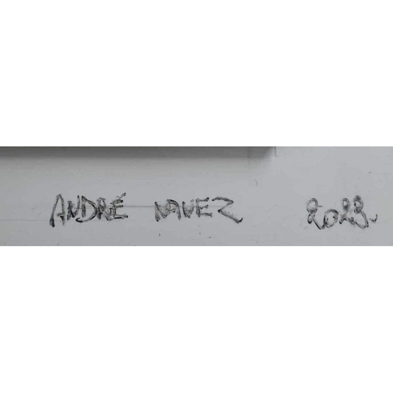 André Navez, tableau abstrait, ciment sur acier, 2023