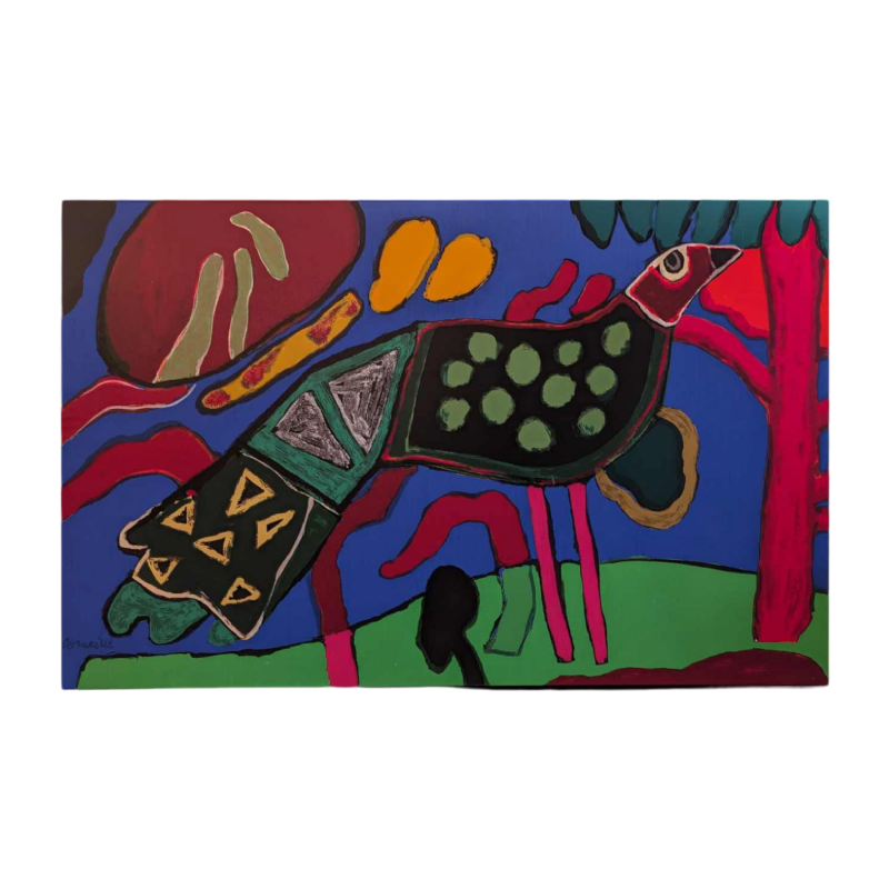 CORNEILLE 'Oiseau multicolore' tableau huile sur toile, groupe Cobra