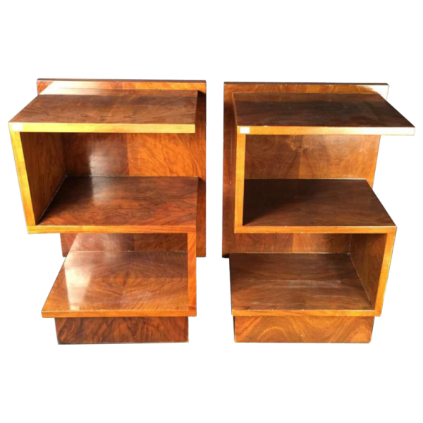 Paar Art Deco nachtkastjes in notenhout - Style De Coene - circa 1930