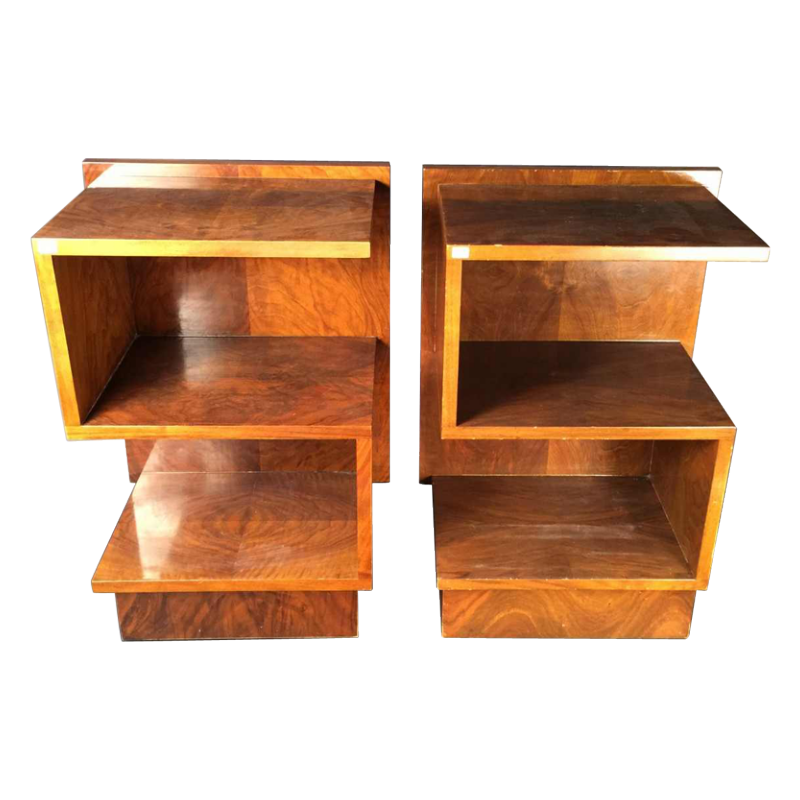 Paire de chevets Art Déco en noyer - Style De Coene - circa 1930