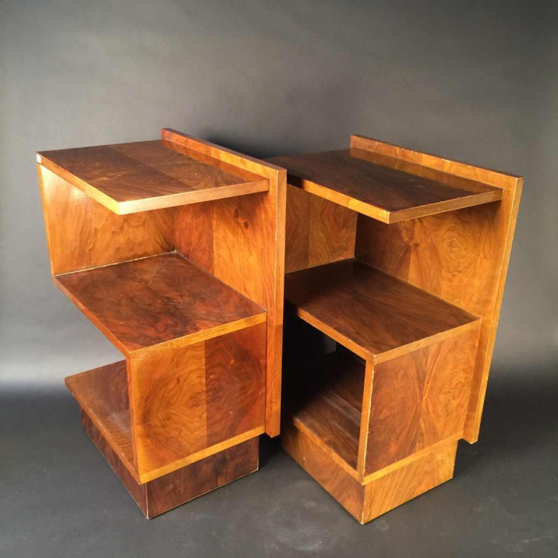 Paire de chevets Art Déco en noyer - Style De Coene - circa 1930
