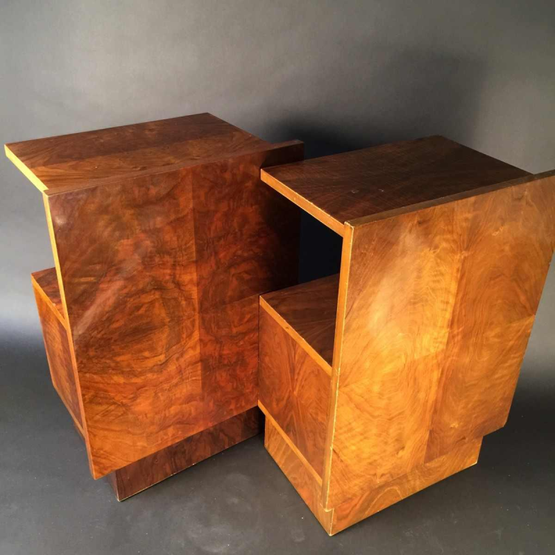 Paire de chevets Art Déco en noyer - Style De Coene - circa 1930