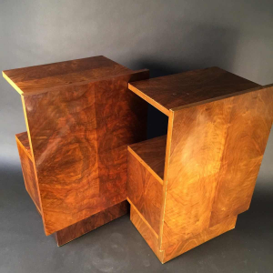 Paire de chevets Art Déco en noyer - Style De Coene - circa 1930