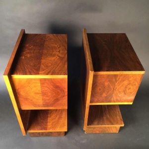 Paire de chevets Art Déco en noyer - Style De Coene - circa 1930