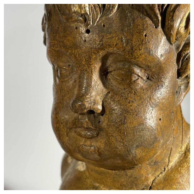 Pair of Baroque cherubs carved in gilded wood, Italy / Spain / South of France, ca 1600