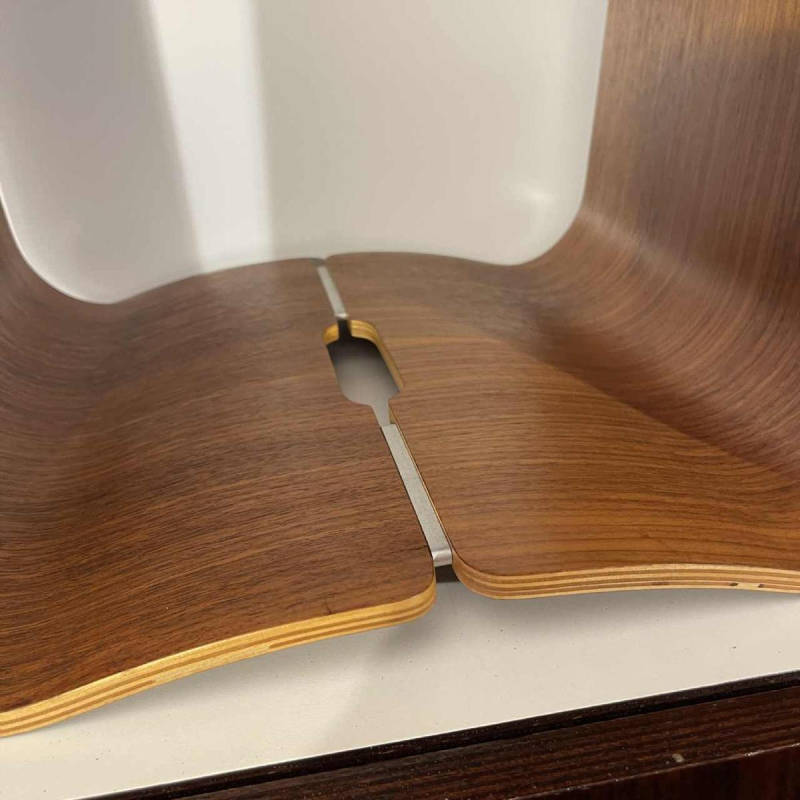 Pair of stools / side tables, rosewood aluminum, curved mutlipex wood, Scandinavian design ca 1970